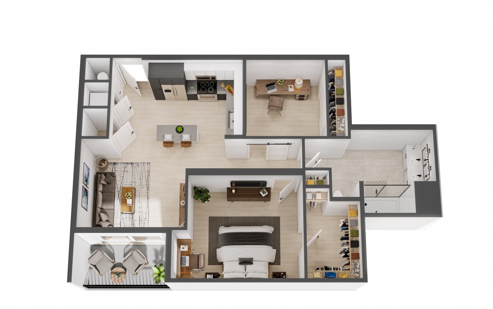 The Capital - 1 bedroom floorplan layout with 1 bath and 898 square feet.