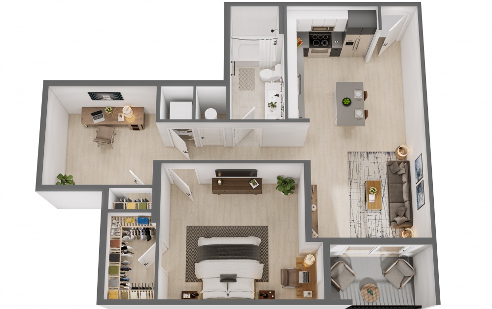 The Venture - 1 bedroom floorplan layout with 1 bath and 964 square feet.