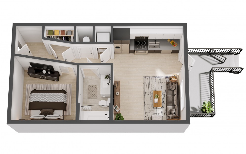 The Chic - 1 bedroom floorplan layout with 1 bath and 548 square feet.