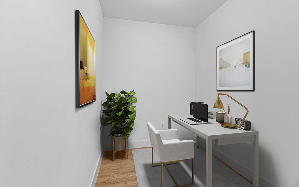 A4 - 1 bedroom floorplan layout with 1 bathroom and 708 square feet (Den, 2D)